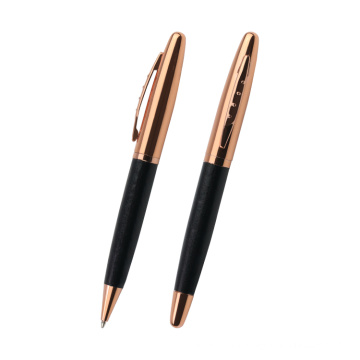 New design rose gold metal ballpoint pen roller leather pen gift promotional